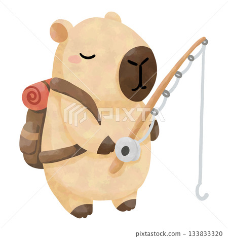 seamless pattern with capybara camping 133833320