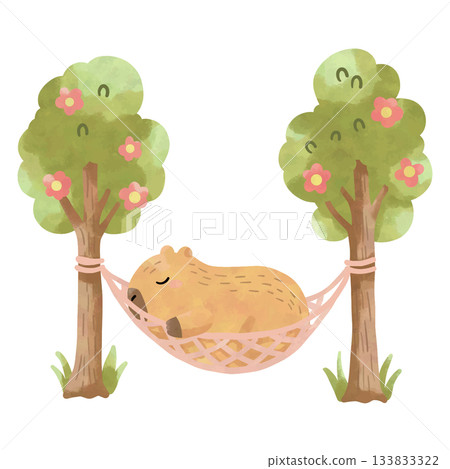 seamless pattern with capybara camping 133833322