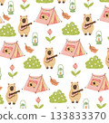 seamless pattern with capybara camping 133833370