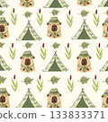seamless pattern with capybara camping 133833371