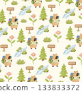 seamless pattern with capybara camping 133833372