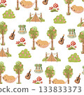 seamless pattern with capybara camping 133833373