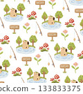 seamless pattern with capybara camping 133833375