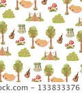 seamless pattern with capybara camping 133833376