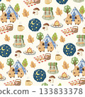 seamless pattern with capybara camping 133833378