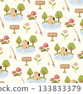 seamless pattern with capybara camping 133833379