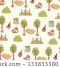 seamless pattern with capybara camping 133833380