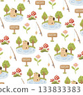 seamless pattern with capybara camping 133833383