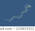 Illustration of Hydra floating in the night sky (monster and constellation lines) 133833522