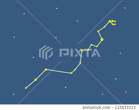 夜空中漂浮的長蛇座星座線的示意圖 133833523