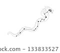 Monochrome line drawing of Hydra (with constellation lines) 133833527