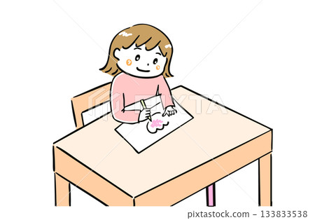 Girl drawing and coloring Girl drawing and coloring 133833538
