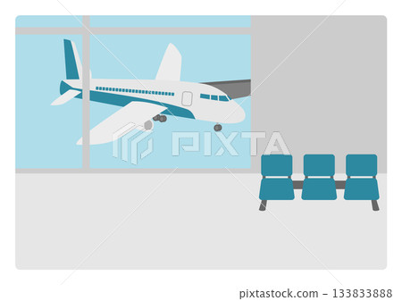 Airport lobby with a view of the planes Airport lobby with a view of the planes 133833888