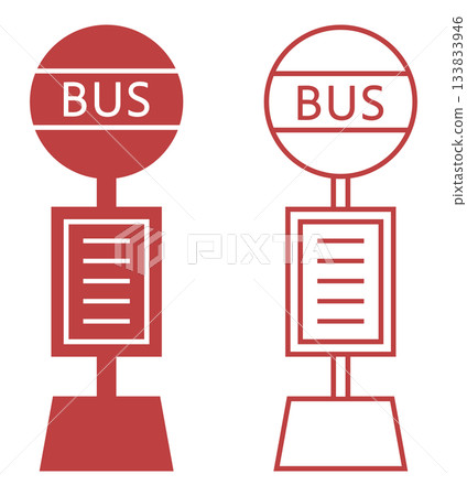 紅色公車站圖標 紅色公車站圖標 133833946