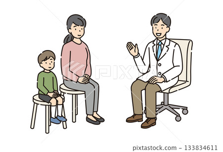 Pediatrics: Mother and child receiving a medical examination 133834611