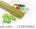Spaghetti spinach on light board 133834662