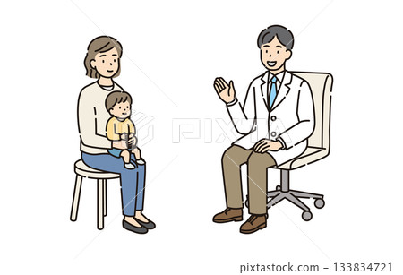 Pediatrician examining mother and child 133834721
