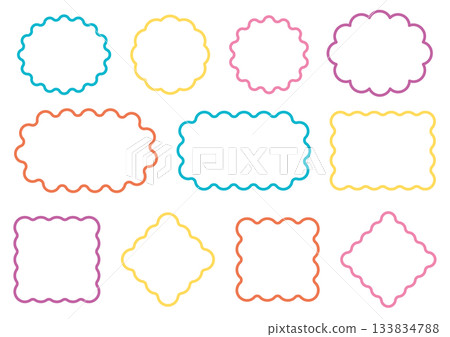 流行色波浪線相框套裝 133834788