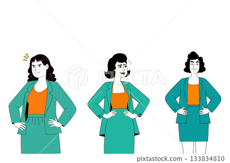 Three Businesswomen in Teal Suits 133834810