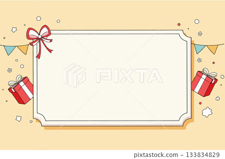 Festive Frame with Gifts and Bunting 133834829