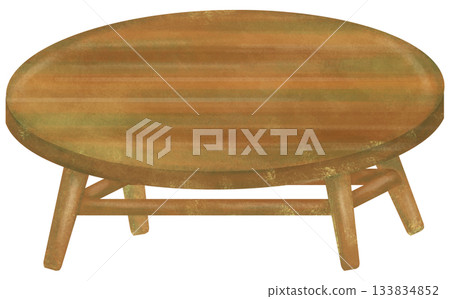 圓形木製矮桌的插圖 圓形木製矮桌的插圖 133834852