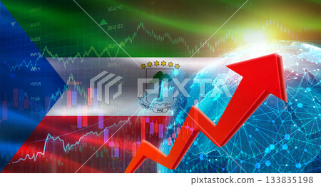 Global financial growth with Equatorial Guinean flag. Financial growth with Equatorial Guinea flag on economic background Global financial growth with Equatorial Guinean flag. Financial growth with Equatorial Guinea flag on economic background 133835198