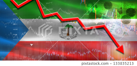 Equatorial Guinea Financial Crisis on Economic Graph. Financial Fall Equatorial Guinean on Economy Market 133835213