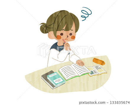Female student struggling to study - Gash Female student struggling to study - Gash 133835674