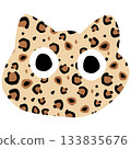 Cartoon Leopard Print Cat Head Illustration 133835676