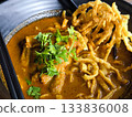 Close-Up of Khao Soi in Black Bowl. thai food 133836008