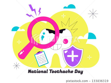 National Toothache Day Vector Illustration On February 9 Promoting Dental Hygiene To Prevent Pain Caused By Germs And Bacteria In Flat Background 133836319
