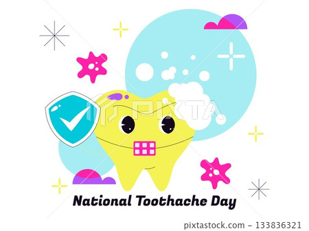 National Toothache Day Vector Illustration On February 9 Promoting Dental Hygiene To Prevent Pain Caused By Germs And Bacteria In Flat Background 133836321