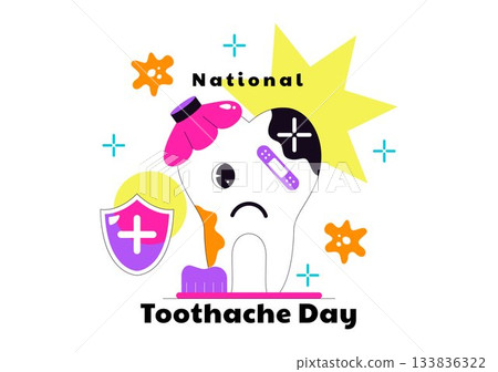 National Toothache Day Vector Illustration On February 9 Promoting Dental Hygiene To Prevent Pain Caused By Germs And Bacteria In Flat Background 133836322
