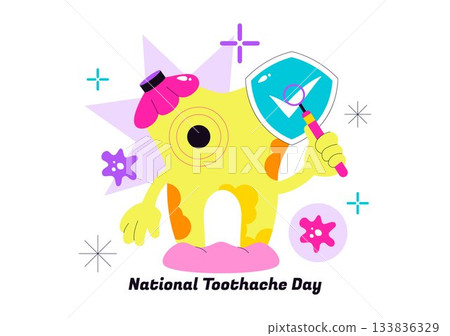 National Toothache Day Vector Illustration On February 9 Promoting Dental Hygiene To Prevent Pain Caused By Germs And Bacteria In Flat Background 133836329