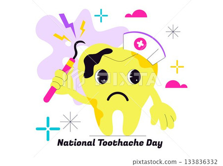 National Toothache Day Vector Illustration On February 9 Promoting Dental Hygiene To Prevent Pain Caused By Germs And Bacteria In Flat Background 133836332