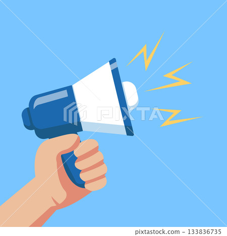 Hand Holding Megaphone Announcement Vector Illustration Hand Holding Megaphone Announcement Vector Illustration 133836735