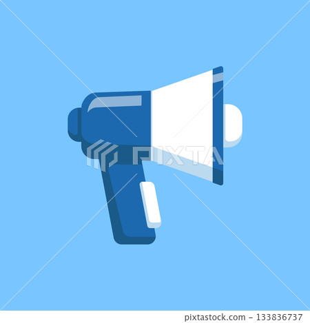 Flat Vector Illustration Blue Megaphone 133836737