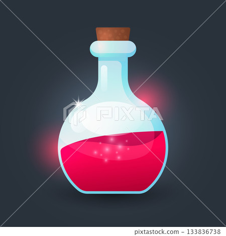 Vector Illustration Magic Potion Bottle with Red Liquid Vector Illustration Magic Potion Bottle with Red Liquid 133836738