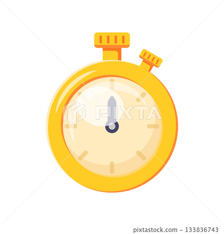 Flat vector illustration Yellow Stopwatch Timer Flat vector illustration Yellow Stopwatch Timer 133836743