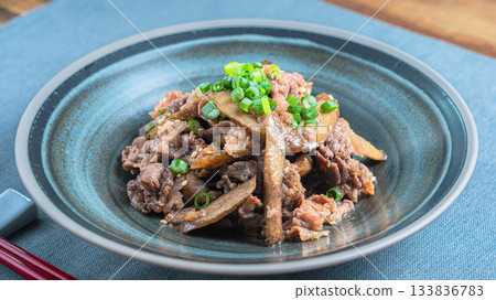 Simmered boiled beef and burdock Simmered boiled beef and burdock 133836783