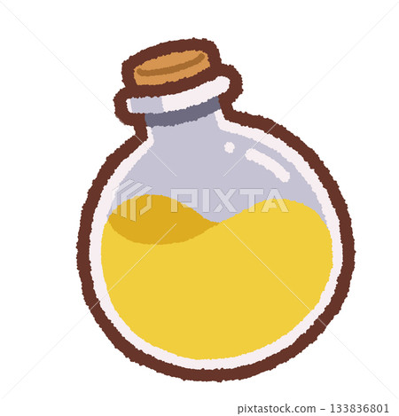 Simple round bottle illustration (yellow) 133836801