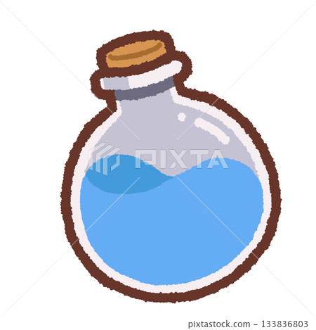 簡單的圓形瓶子插圖（淺藍色） 133836803