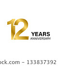 12 years anniversary gold icon vector for graphic design, logo, website, social media, mobile app, UI illustration 133837392