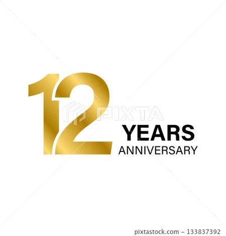 12 years anniversary gold icon vector for graphic design, logo, website, social media, mobile app, UI illustration 133837392
