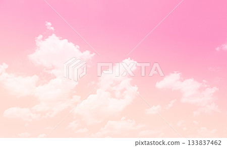 Pink Sky Cloud Background Color Yellow Abstract Sunset Landscape Pastel weather Light Warm Morning Wallpaper Freedom Summer Winter, Mockup Cosmetic Environment, Heaven Dramatic Sunlight Dusk Beautiful 133837462