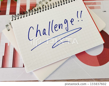 Challenge lettering and red graph Challenge lettering and red graph 133837602