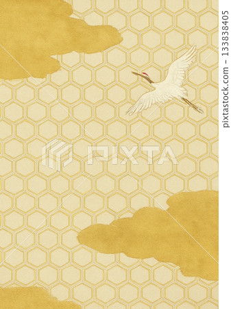 玳瑁紋和雲紋圖案，以及翩翩起舞的仙鶴。 133838405