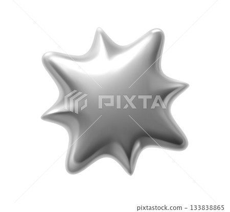 Silver metallic 3d inflated star realistic figure. Chrome metallic inflated star balloon realistic shape, shiny metal 3d isolated vector form. Glossy gradient spark render figure or silver element Silver metallic 3d inflated star realistic figure. Chrome metallic inflated star balloon realistic shape, shiny metal 3d isolated vector form. Glossy gradient spark render figure or silver element 133838865