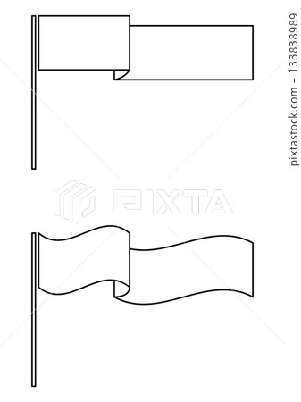 Flagpole frame, simple flag and banner line art set Flagpole frame, simple flag and banner line art set 133838989