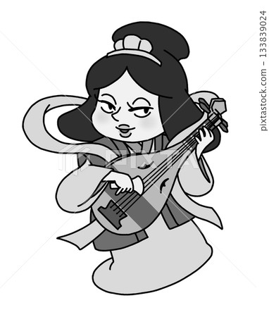 七福神與弁財天(灰色)的可愛插圖 七福神與弁財天(灰色)的可愛插圖 133839024